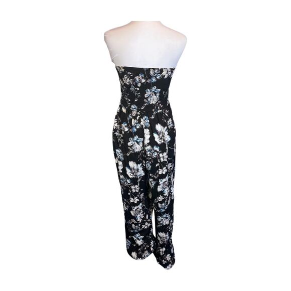 Anthropologie Band of Gypsies Medium whimsygoth black floral strapless jumpsuit - Picture 5 of 10